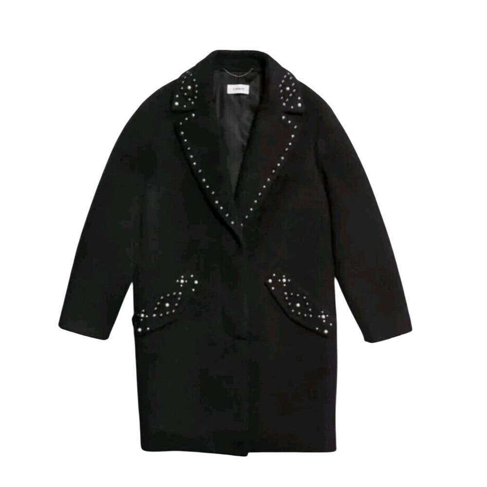 Coach 1941 NWT SZ2 Black Studded Pearl Embellished Wool Mohair Blend midi jacket - Picture 2 of 13